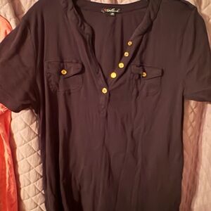 Black Shirt with Gold Button details